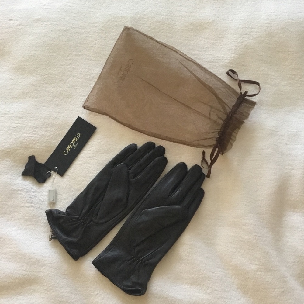 Dark Brown Leather Camomilla-Italian Brand Gloves